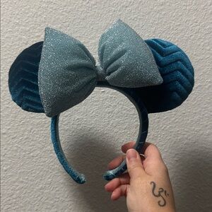 Disney Teal and Glitter Silver Minnie Ears Headband